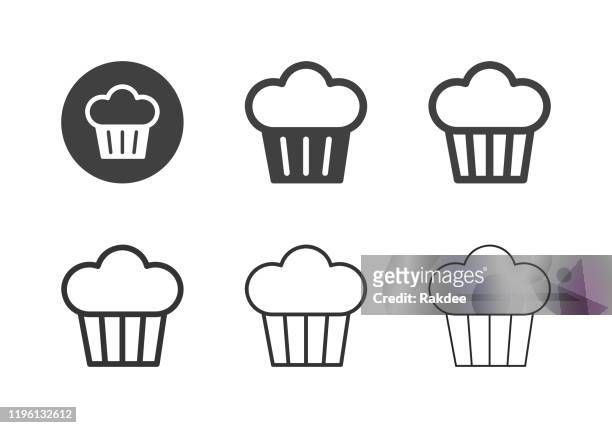 muffin icons - multi series - cupcake holder stock illustrations