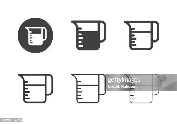 measuring jug icons - multi series - instrument of measurement stock illustrations