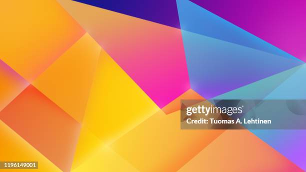 brightly colored geometric background with color gradients and copy space. high resolution abstract illustration in 4k resolution. - fundo-de-várias-cores imagens e fotografias de stock