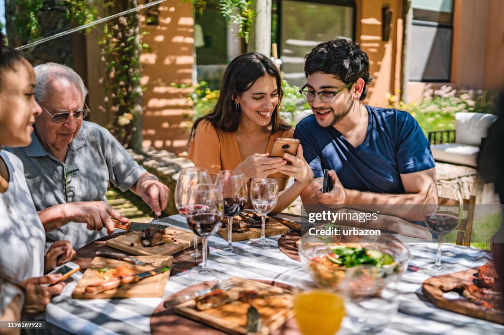Argentine Family Enjoying Traditional Asado Midday Meal High-Res Stock ...