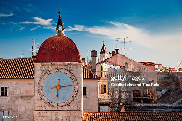 tower clock - trogir stock-fotos und bilder