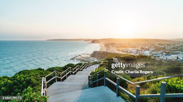 anzac memorial walk in newcastle, australia - newcastle nsw stock pictures, royalty-free photos & images