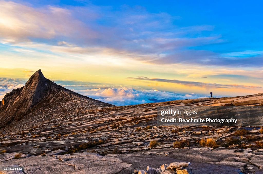 Mount Kinabalu's South Peak at sunrise