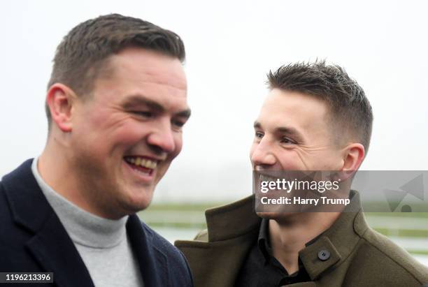 Wales Rugby International and Part Owner of Potters Corner, Jonathan Davies reacts after his horse wins the Welsh Grand National at Chepstow...