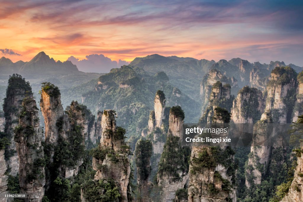 Sunset scenery of Zhangjiajie, Hunan, China