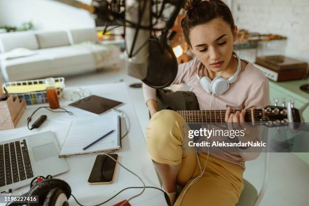 composing music in home music studio - recording studio stock pictures, royalty-free photos & images
