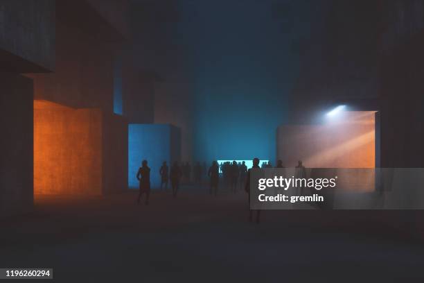 female clones walking dark futuristic streets - stupid stock pictures, royalty-free photos & images