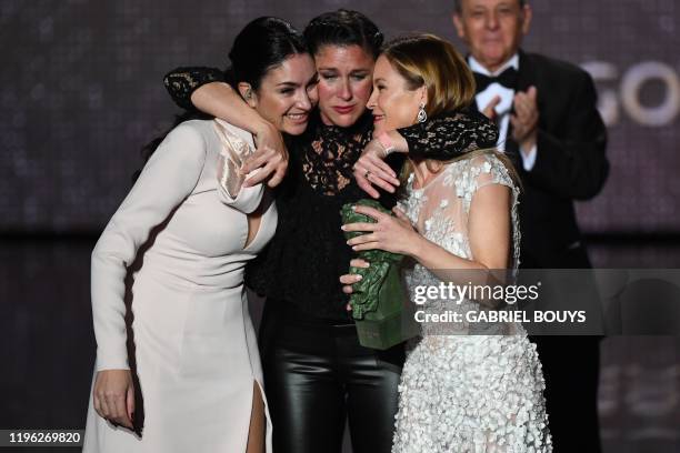 Daughters of Spanish actress and singer Pepa Flores aka Marisol, actress Maria Esteve , singer Celia Flores and Tamara gades receive an honorary...