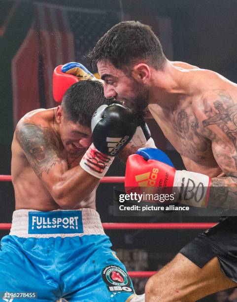 January 2020, Hamburg: Boxing: Professionals, International fight evening at Universum Gym. Artem Harutyunyan from Germany fights against Miguel...
