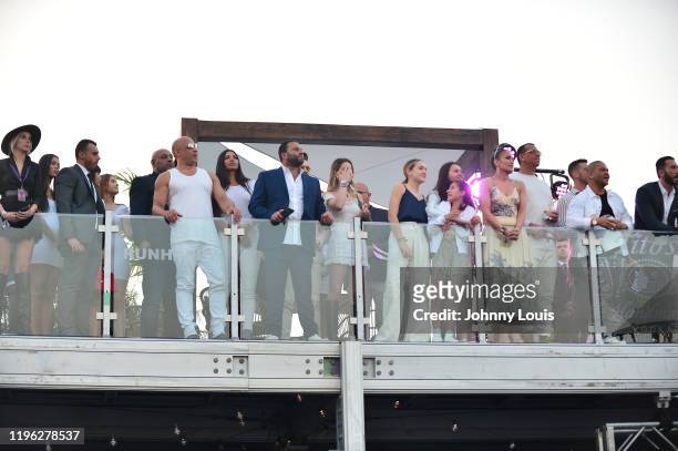 Vin Diesel, model Paloma Jimenez, David Grutman, Jennifer Lopez and Alex Rodriguez with children Emme Maribel Muñiz, Maximilian David Muñiz, Natasha...