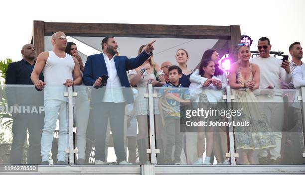 Vin Diesel, model Paloma Jimenez, David Grutman, Jennifer Lopez and Alex Rodriguez with children Emme Maribel Muñiz, Maximilian David Muñiz, Natasha...