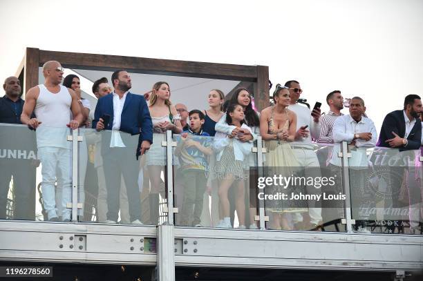 Vin Diesel, model Paloma Jimenez, David Grutman, Jennifer Lopez and Alex Rodriguez with children Emme Maribel Muñiz, Maximilian David Muñiz, Natasha...