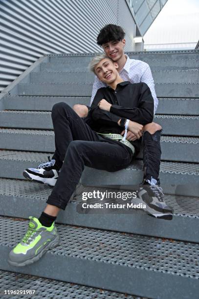 Leon Koch and his boyfriend Lukas White during the Beauty Convention "GLOW" by dm on January 25, 2020 in Vienna, Austria.