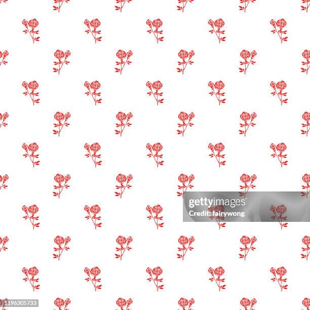 roses seamless pattern - white peony stock illustrations