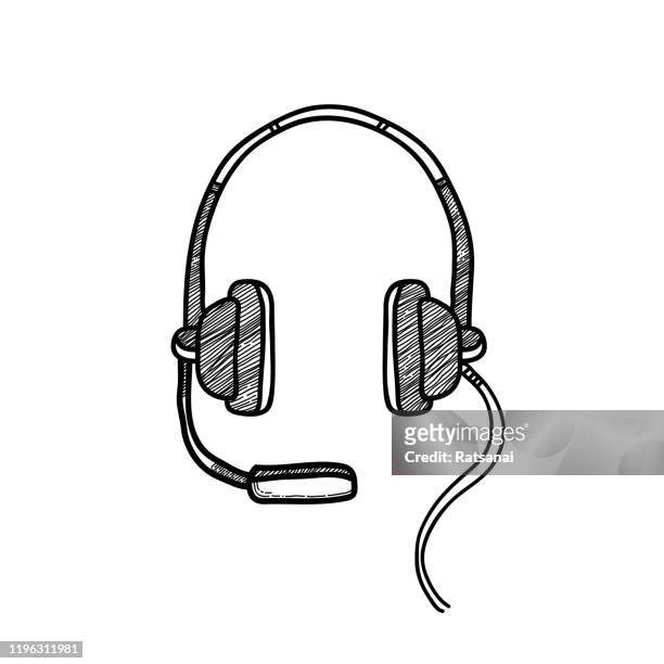 headphone drawing - headset stock illustrations