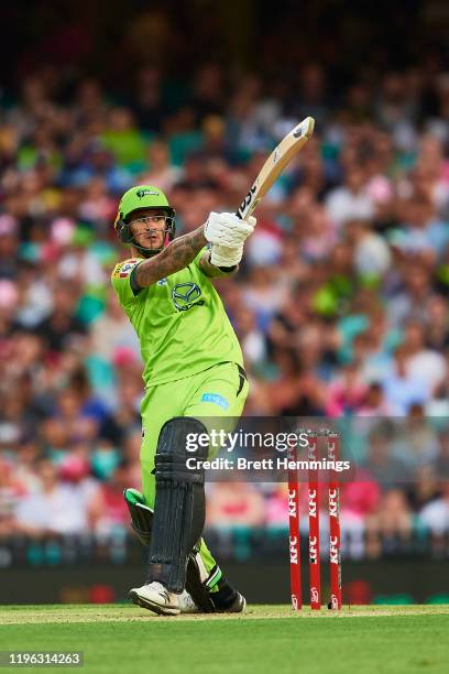 Alex Hales of the Thunder bats during the Big Bash League match between the Sydney Sixers and the Sydney Thunder at the Sydney Cricket Ground on...