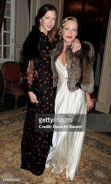 Margot Stilley arrives at a party to celebrate the renovation of Easton Neston and to welcome designer Leon Max to his new headquarters held at...