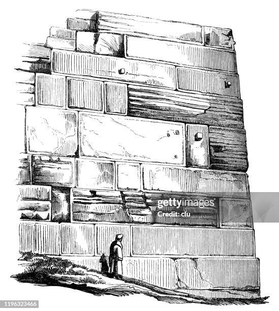 southern side of the solomon temple - stone wall stock illustrations