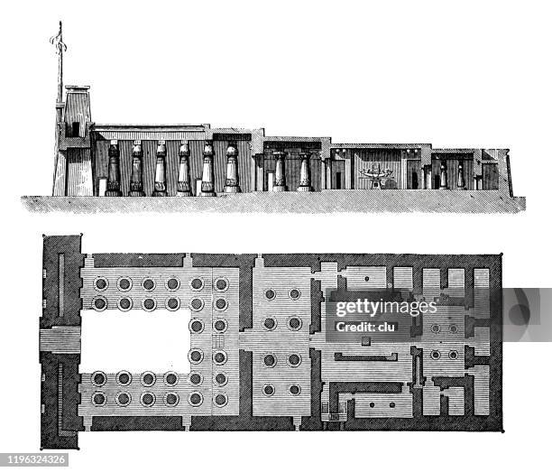 temple of chesnu in karnak - karnak temple stock illustrations