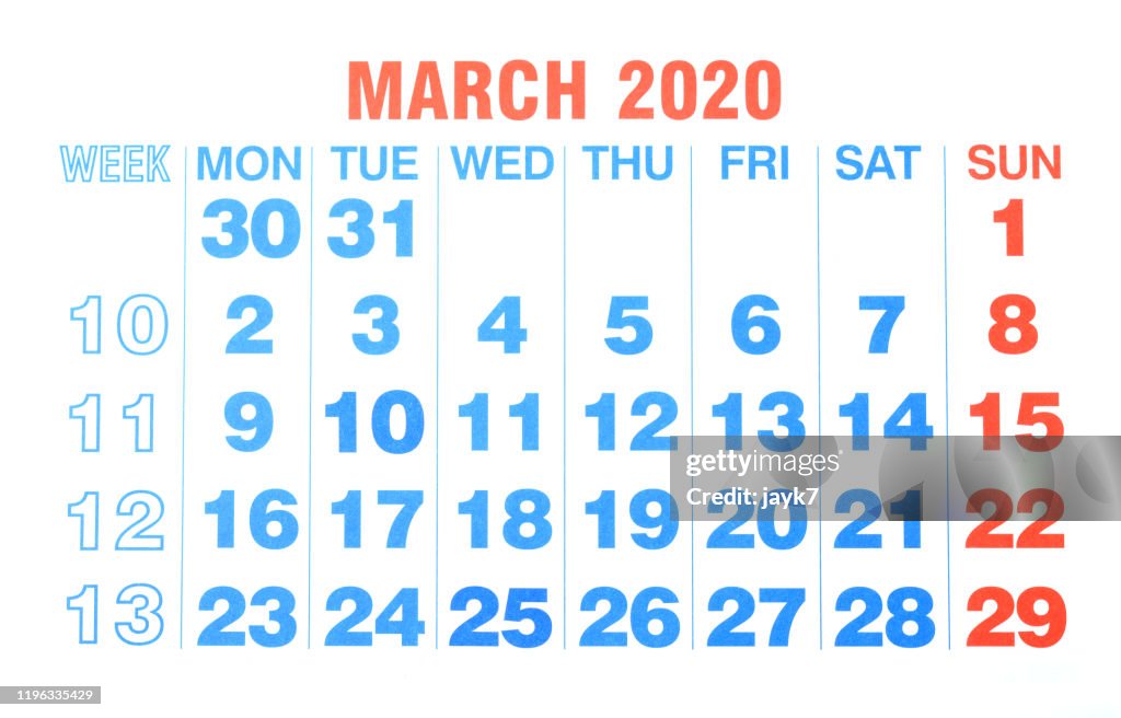 March Month Calendar