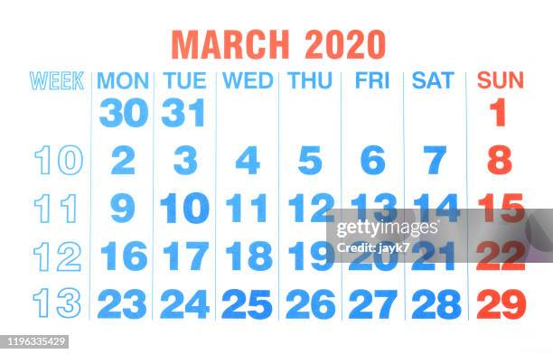 march month calendar - march calendar 2020 stock pictures, royalty-free photos & images