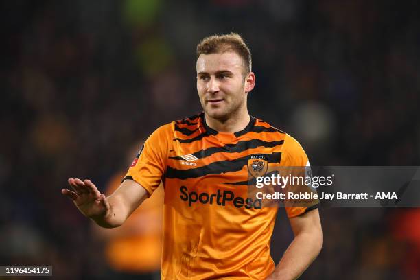 Herbie Kane of Hull City during the Emirates FA Cup Fourth Round match between Hull City and Chelsea at KCOM Stadium on January 25, 2020 in Hull,...