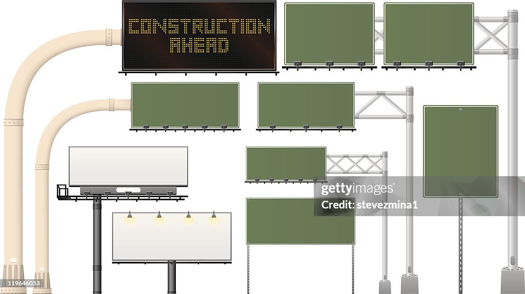 Interstate Freeway and Highway Road Sign Vector Illustration Collection
