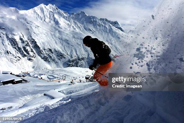 skiing in st. anton, austria - lech stock pictures, royalty-free photos & images