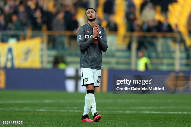 Rolando Mandragora of Udinese Calcio shows his dejection during the Serie A match between Parma Calcio and Udinese Calcio at Stadio Ennio Tardini on...