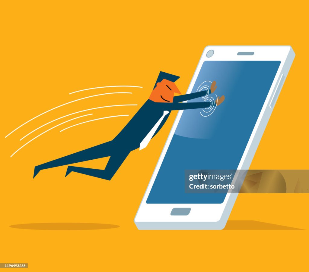 Jump Into The Phone Screen Inside High-Res Vector Graphic - Getty Images