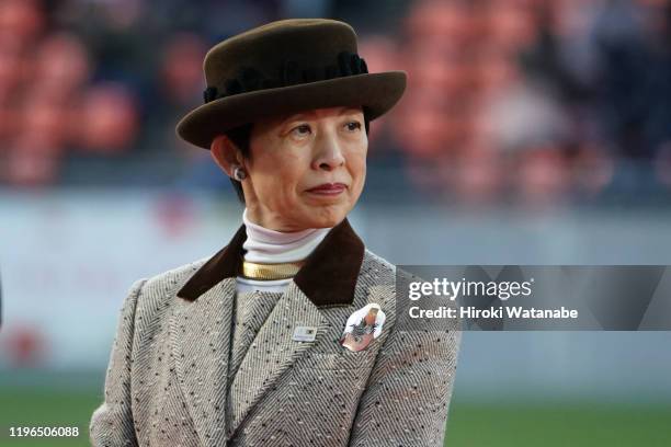 Princess Hisako Takamado looks on prior to the Empress's Cup JFA 41st Japan Women's Football Championship final between Nippon TV Beleza and Urawa...