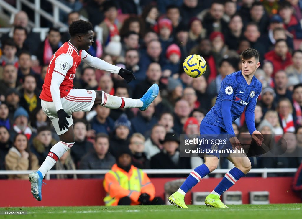 Bukayo Saka Of Arsenal And Mason Mount Of Chelsea Compete For The bukayo-saka-of-arsenal-and-mason-mount-of-chelsea-compete-for-the