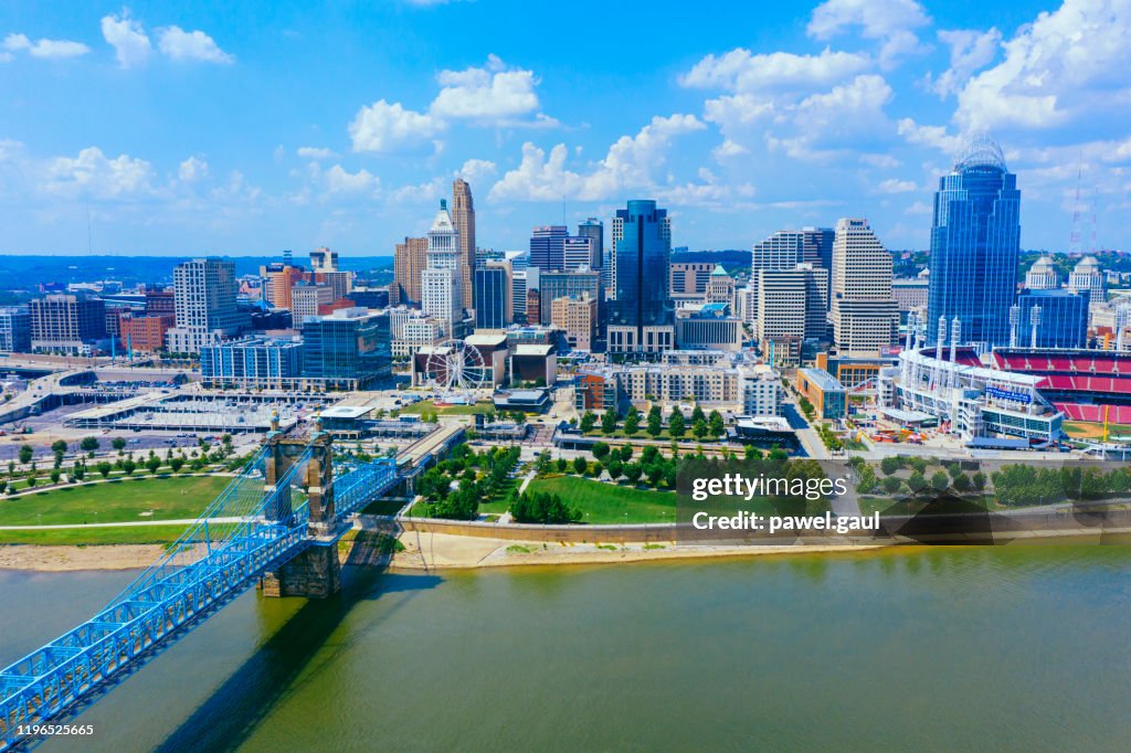 Cincinnati Skyline Luftbild mit Ohio River