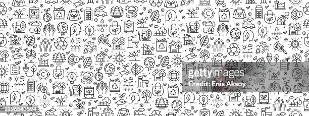 seamless pattern with ecology icons - repetition stock illustrations