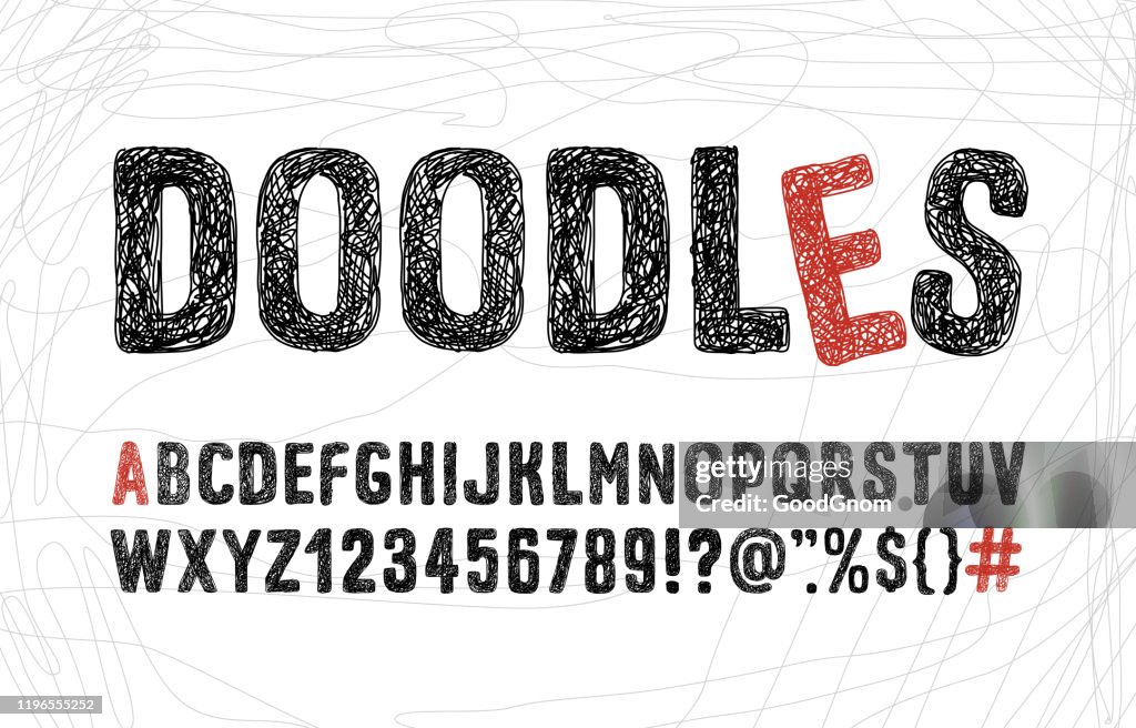 Doodle alphabet illustration.