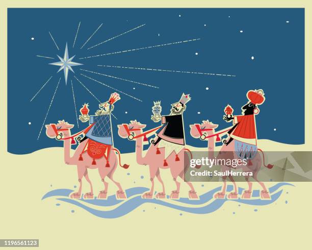 illustrazioni stock, clip art, cartoni animati e icone di tendenza di natale dei tre saggi - three wise men