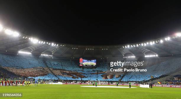 Lazio fans during the Serie A match between AS Roma and SS Lazio at Stadio Olimpico on January 26, 2020 in Rome, Italy.