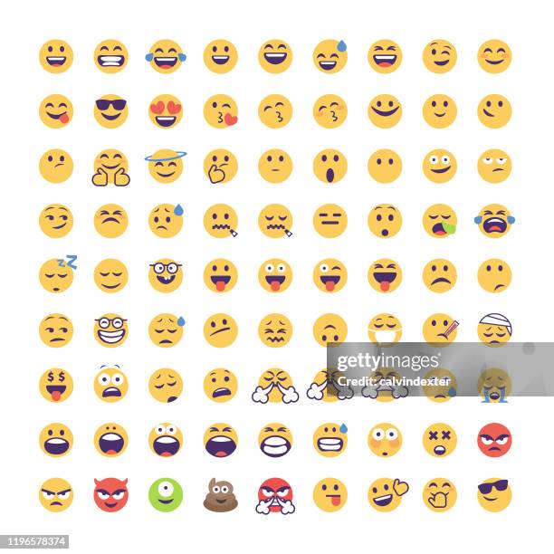 emoticons große collectioin cartoon-stil - gruppe von gegenständen stock-grafiken, -clipart, -cartoons und -symbole