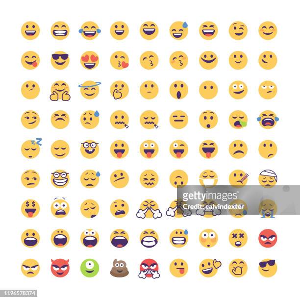 emoticons big collectioin cartoon style - smiley faces stock illustrations