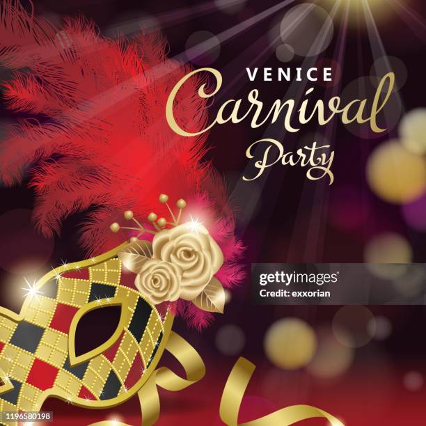 feather venice carnival mask - venice carnival stock illustrations