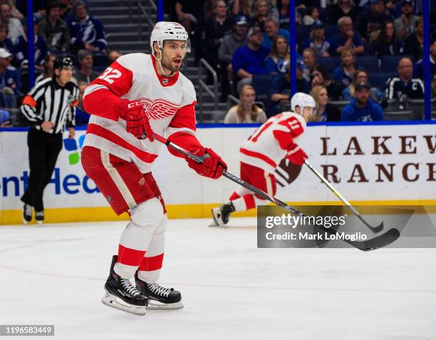 Brian Lashoff of the Detroit Red Wings skates against the Tampa Bay Lightning at Amalie Arena on December 29, 2019 in Tampa, Florida