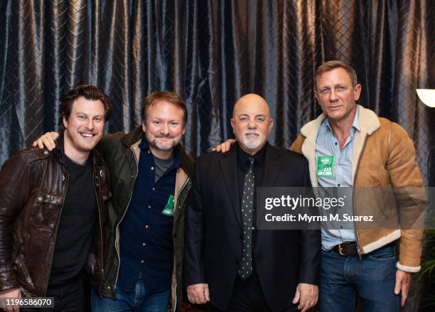 Noah Segan, Rian Johnson, Billy Joel and Daniel Craig backstage at Joel's 68th Sold Out Show at Madison Square Garden on January 25, 2020 in New York...