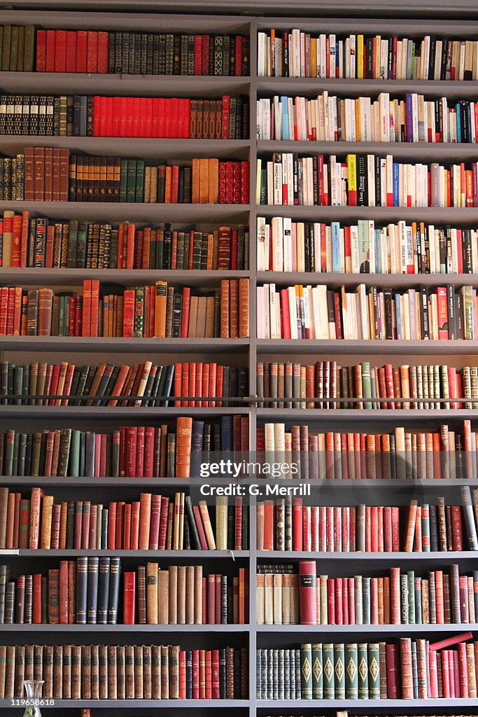 Books arranged neatly on shelf