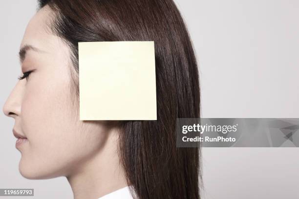 blank concept,young business woman - human ear close up stock pictures, royalty-free photos & images