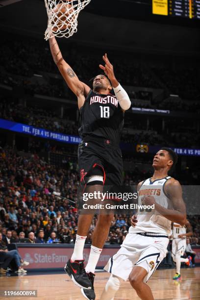 Thabo Sefolosha of the Houston Rockets shoots the ball against the Denver Nuggets on January 26, 2020 at the Pepsi Center in Denver, Colorado. NOTE...