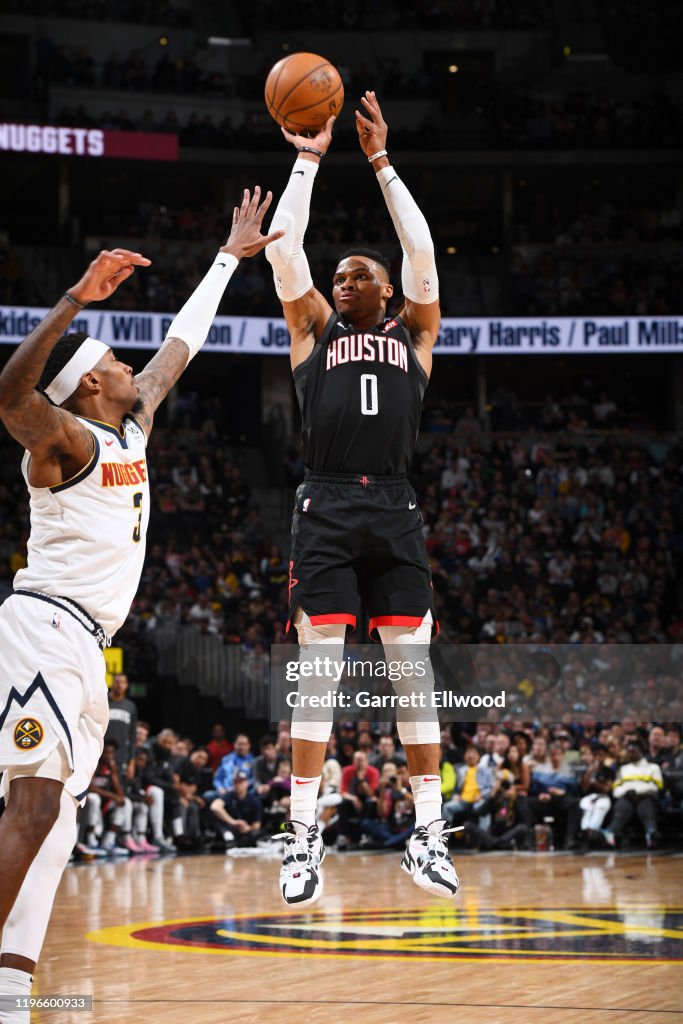 Russell Rockets Basketball Russell Westbrook of the Houston Rockets shoots the ball against the ...