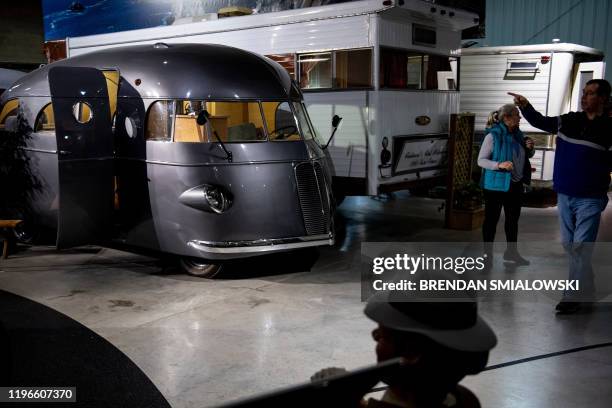 People view antique mobile homes at the RV/MH Hall of Fame on January 24, 2020 in Middlebury, Indiana. - The six or seven vehicles that come off the...