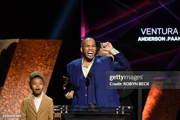 Singer Anderson .Paak accepts the award for Best R and B Album for "Ventura" during the 62nd Annual Grammy Awards pre-telecast show on January 26 in...