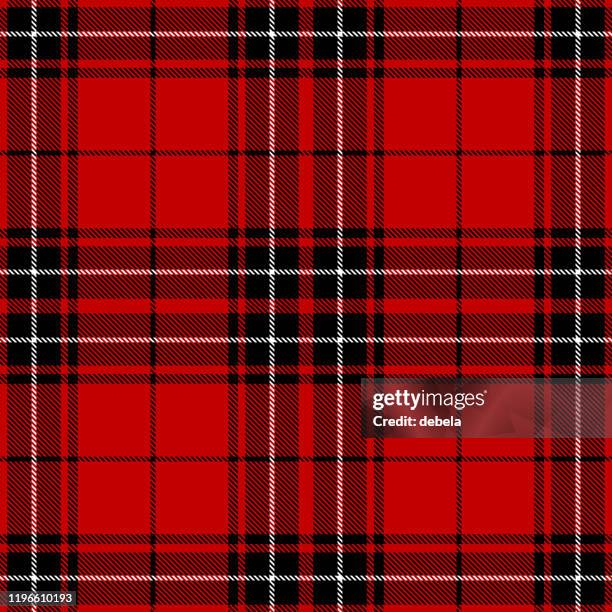rote schottische tartan karierten textilmuster - schottenkaro stock-grafiken, -clipart, -cartoons und -symbole