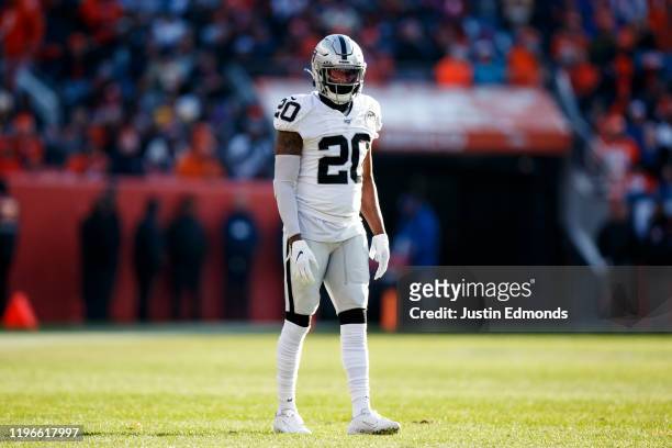 Cornerback Daryl Worley of the Oakland Raiders stands on the field during the first quarter against the Denver Broncos at Empower Field at Mile High...
